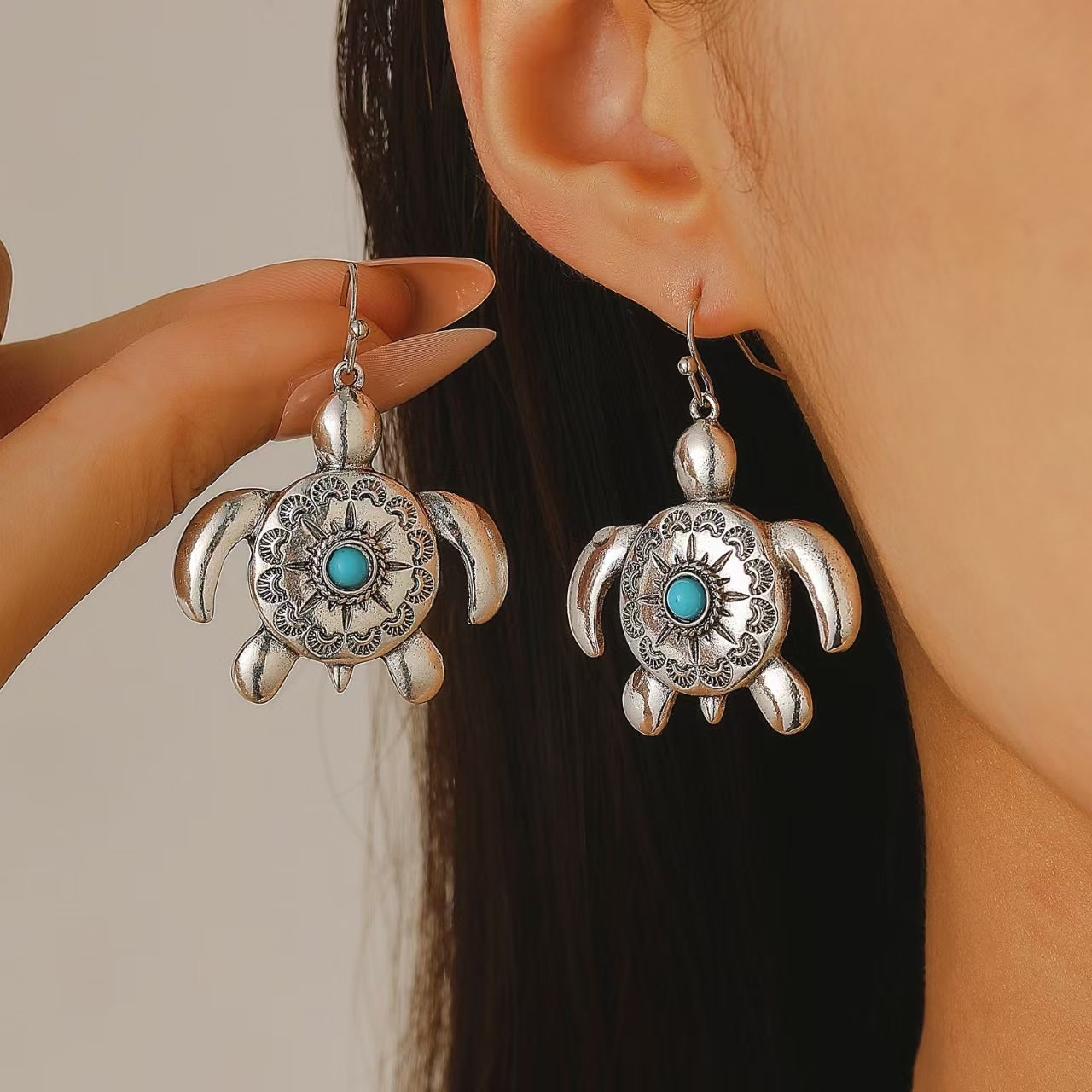 Wholesale Vintage ethnic style creative turtle earrings