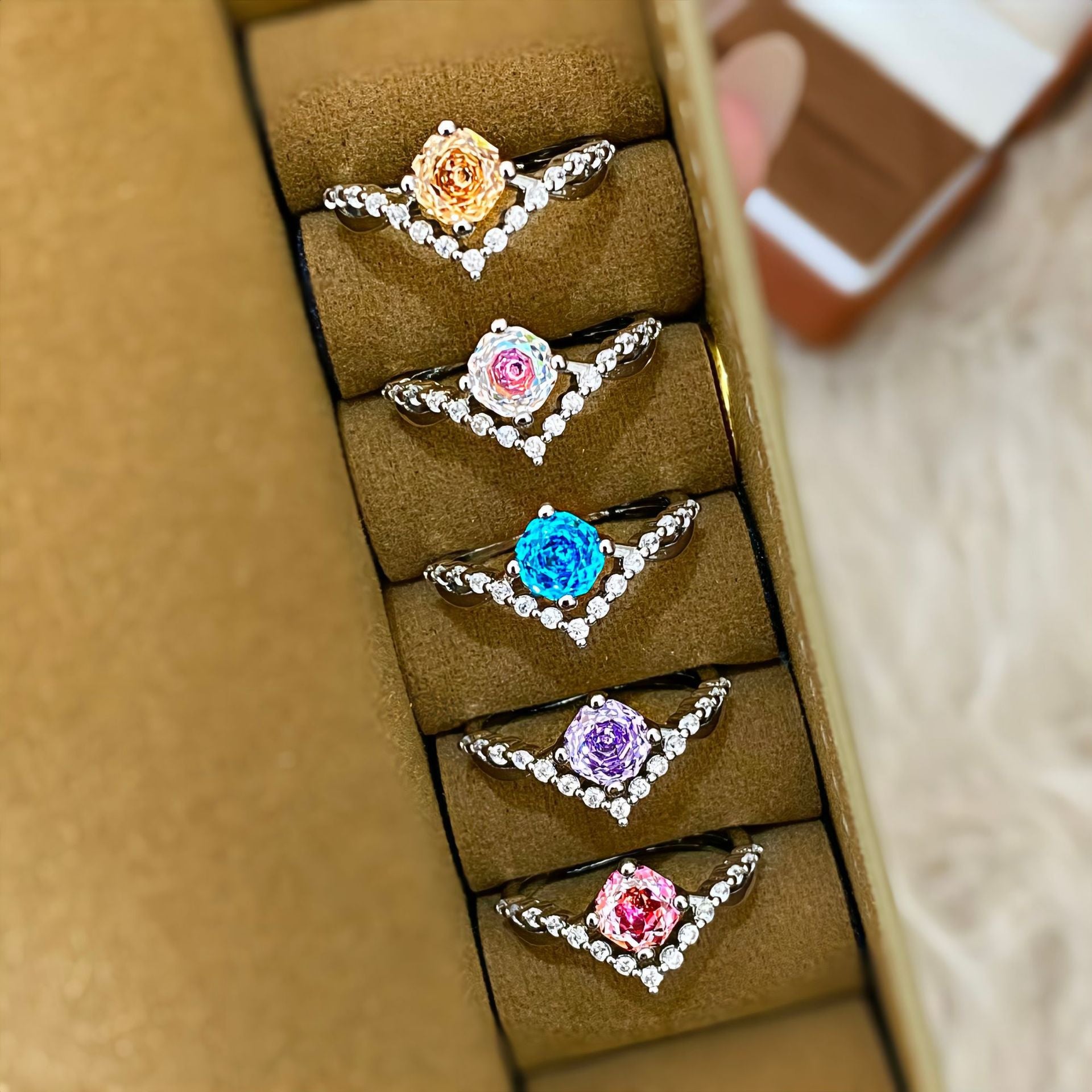 Wholesale Octagonal Millennium Rose Cut Green and Purple Ring - Fashionable and Luxurious