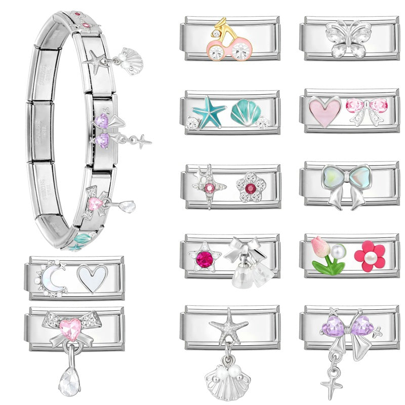 Wholesale Italian Charm Bracelet 9mm DIY Creative Simple  Creative Stainless Steel Composable Bracelet
