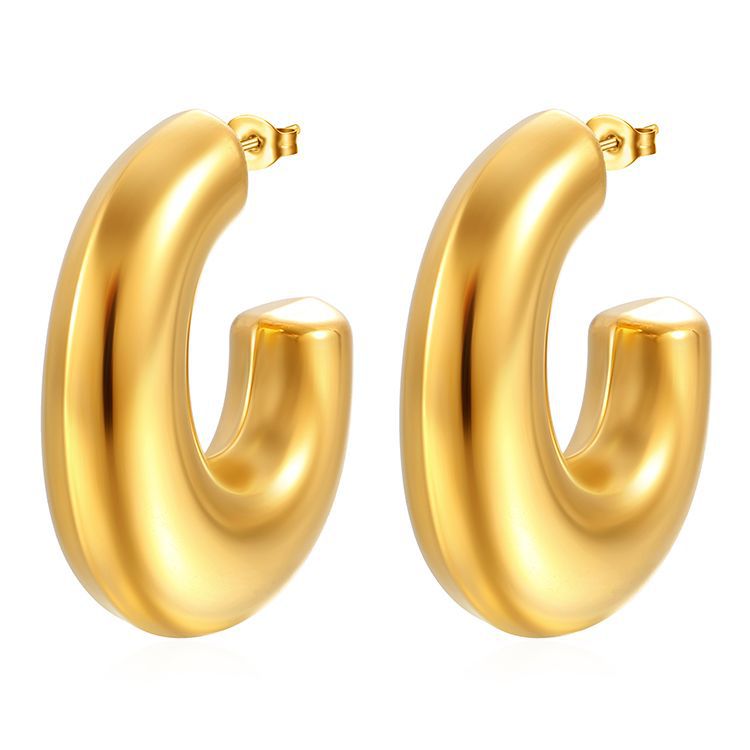 Wholesale  stainless steel large G hollow earrings