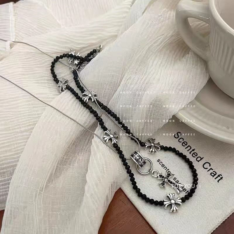 Wholesale Cross Leather Double Necklace