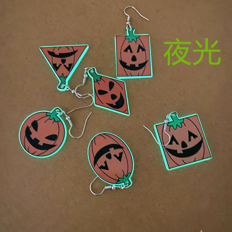 Wholesale  Acrylic Pumpkin Head Luminous Earrings