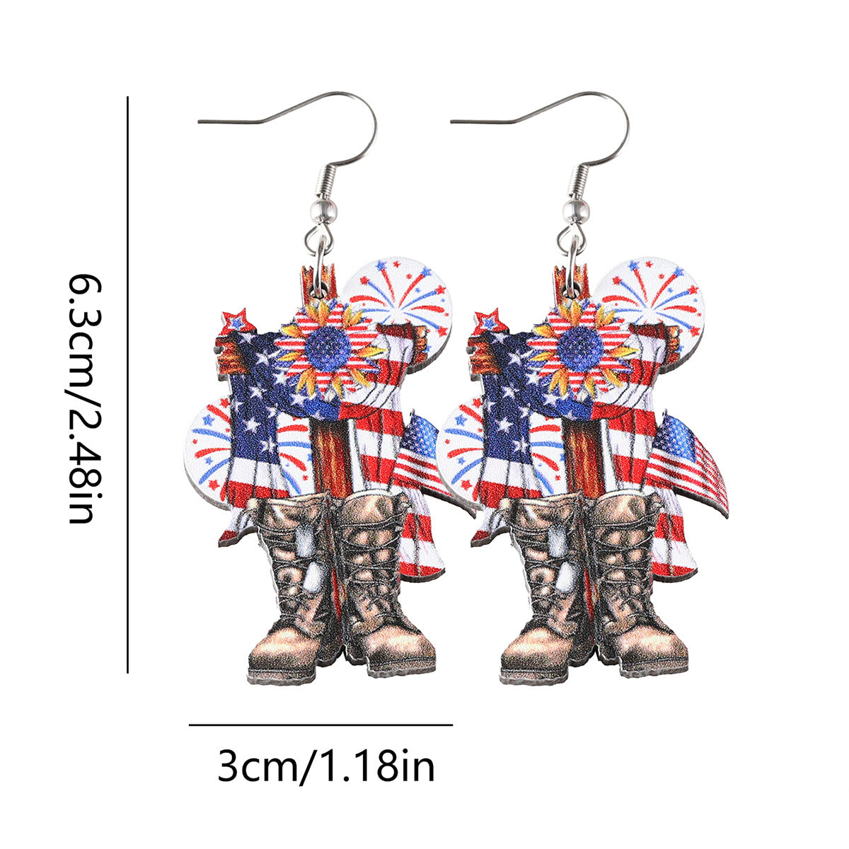 Wholesale  Red White Blue American Flag Cross Bow Pendant Earrings