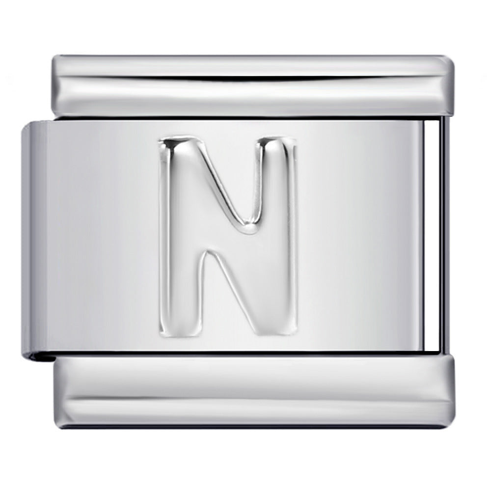 Wholesale  Italian Charm Bracelet 9mm DIY convex 26-letter  Creative Stainless Steel Composable Bracelet