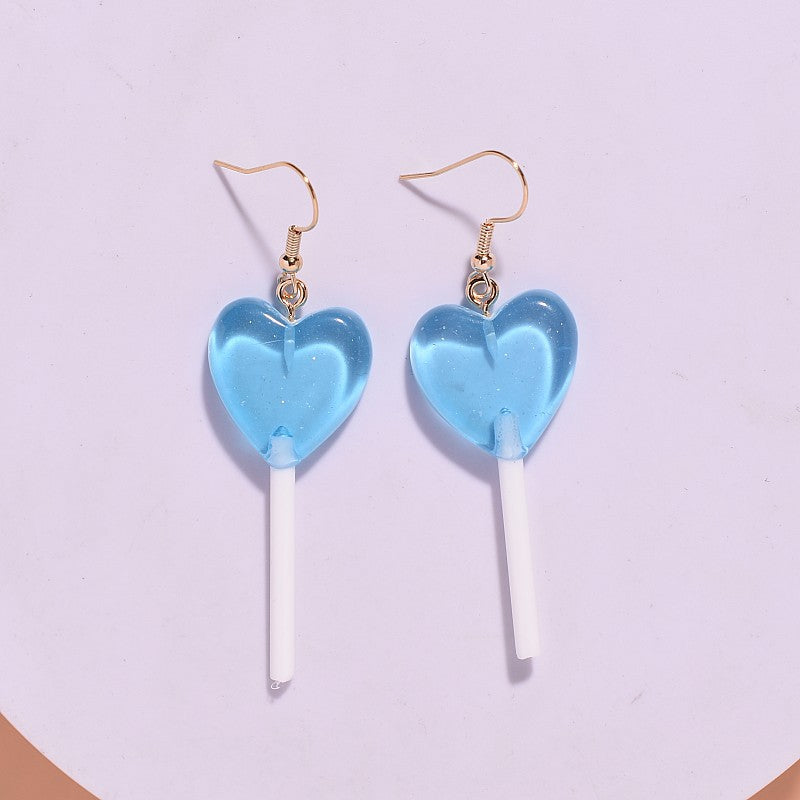 Wholesale Resin HeartShaped Candy Lollipop Earrings Sweet Style Jewelry Accessory