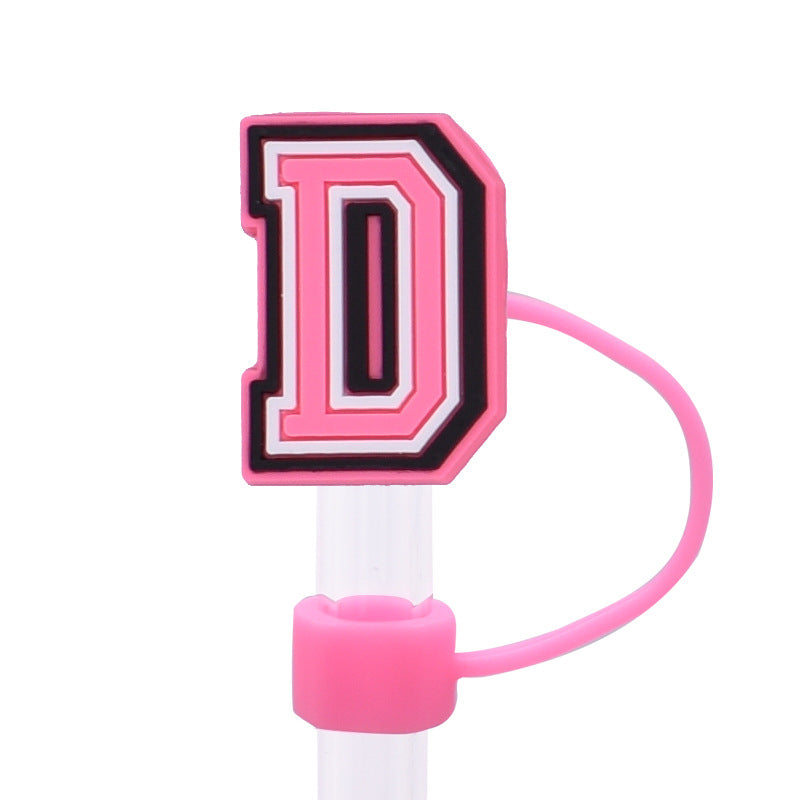 Wholesale Random 100pcs Pink letter cartoon Straw Cover Straw Tube Cap