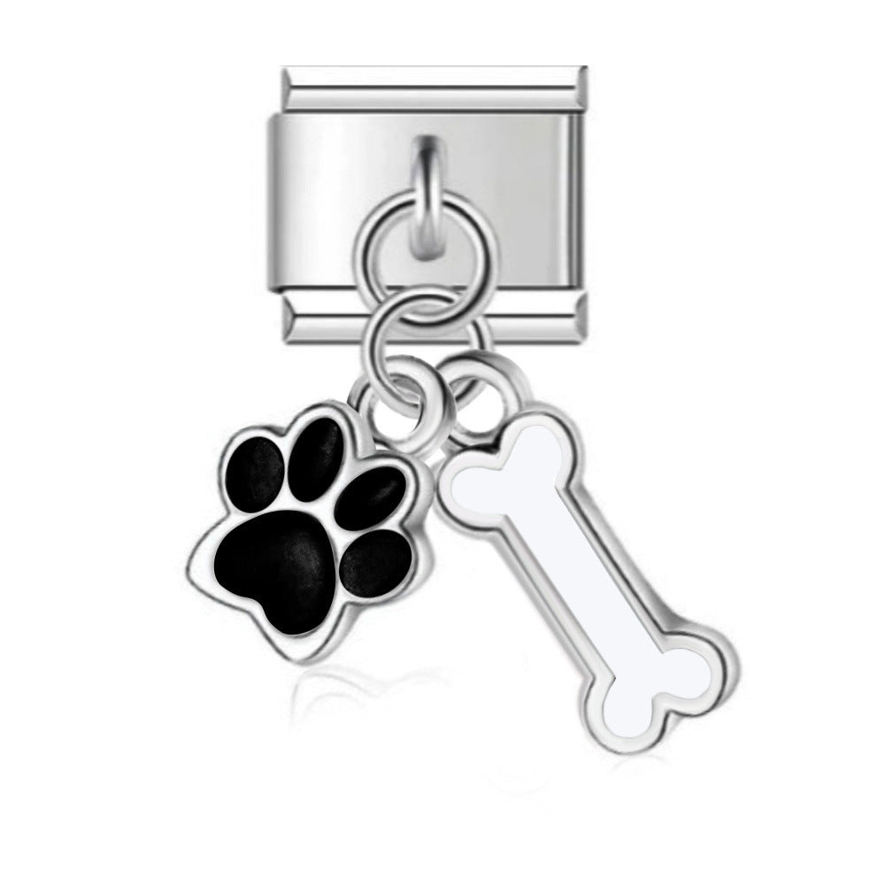 Wholesale Italian Charm Bracelet 9mm DIY Hook-Shaped Colorful Oil-Drip   Creative Stainless Steel Composable Bracelet