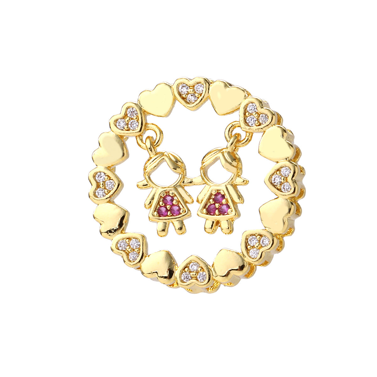Wholesale Matching Couple Pendant Necklace 14K Gold Plated Brass Zircon Choker Fashion Accessory Gift Boutique Resale