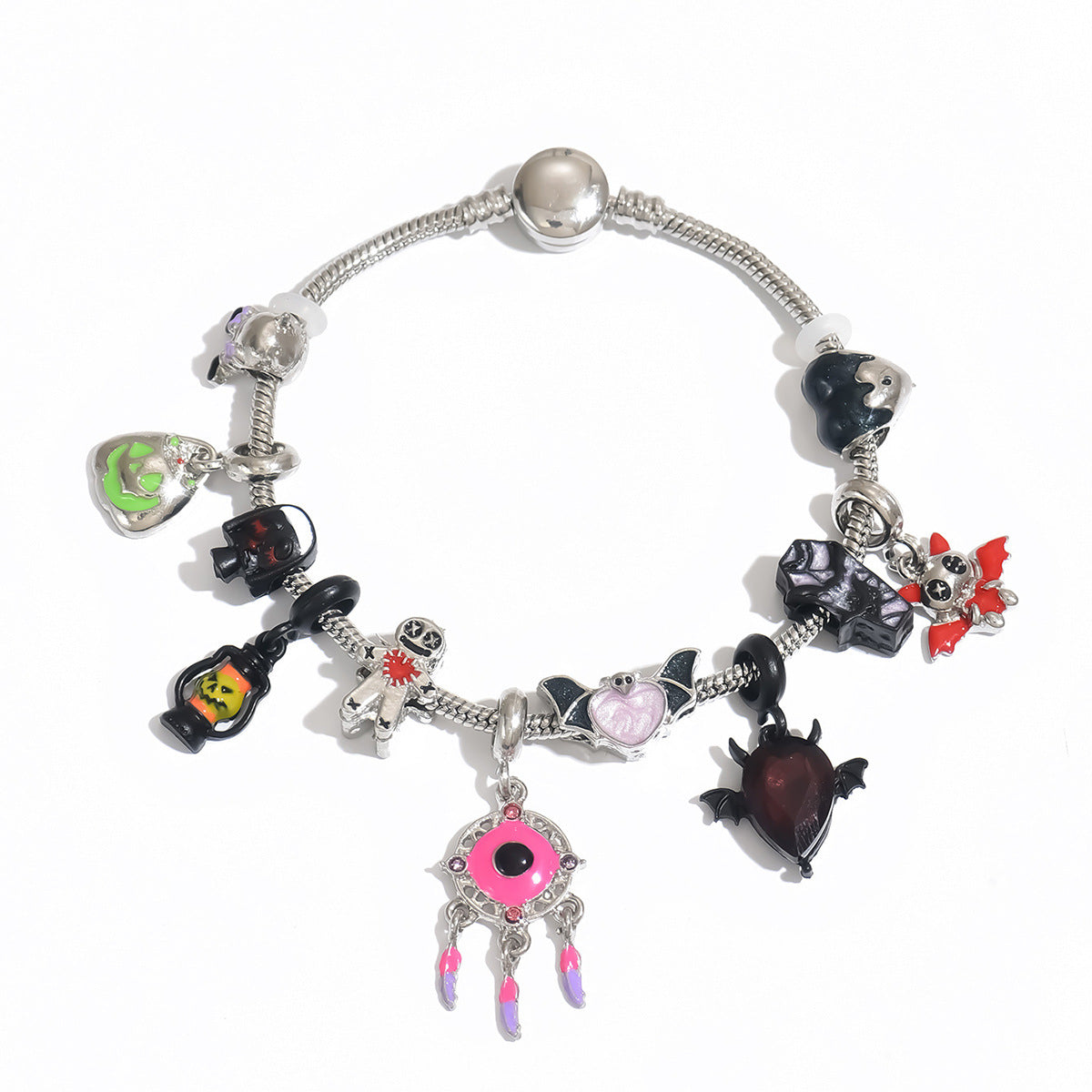 Wholesale  Oil-Drip Bat Pumpkin Evil Eye Bracelet