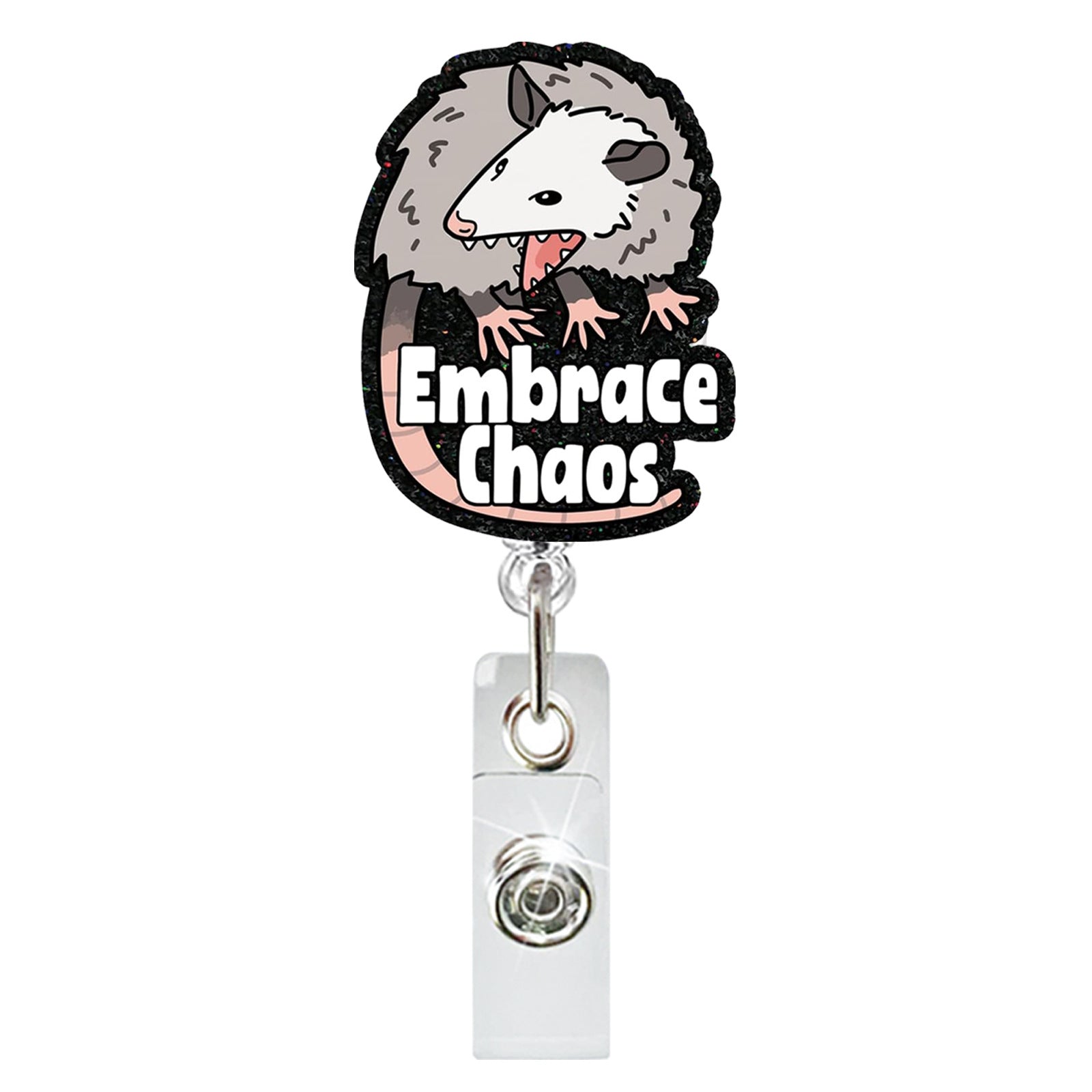 Wholesale Acrylic Glitter Mouse Retractable Easy To Pull Nurse Badge Scroll Keychain ACC-KC-QiDing008