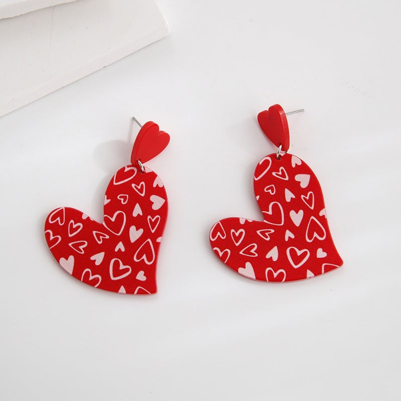 Wholesale Valentine's Day acrylic plate Red Love earrings