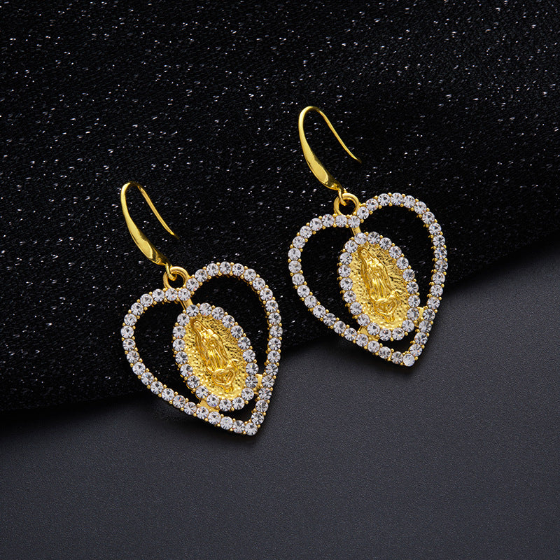 Wholesale  Light Luxury Heart Earrings Necklaces Jewelry suit