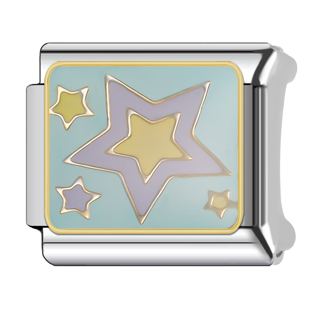 Wholesale Italian Charm Bracelet 9mm DIY Splicing Sun and Star Series Stainless Steel Composable Bracelet