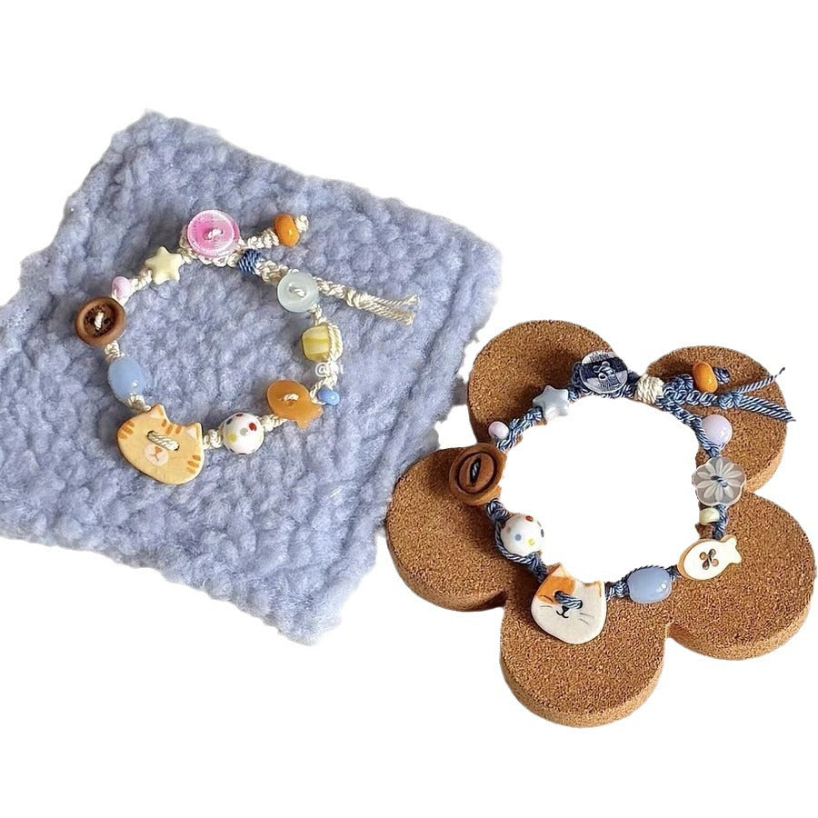 Wholesale Cute Children's Fun Orange Cat Woven Bracelet