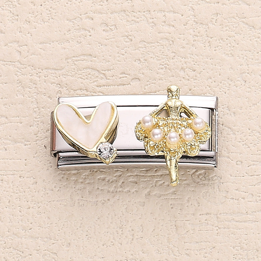 Wholesale 10pcs Italian Charm Bracelet 9mm DIY Splicing Cute Creative Stainless Steel Composable Bracelet