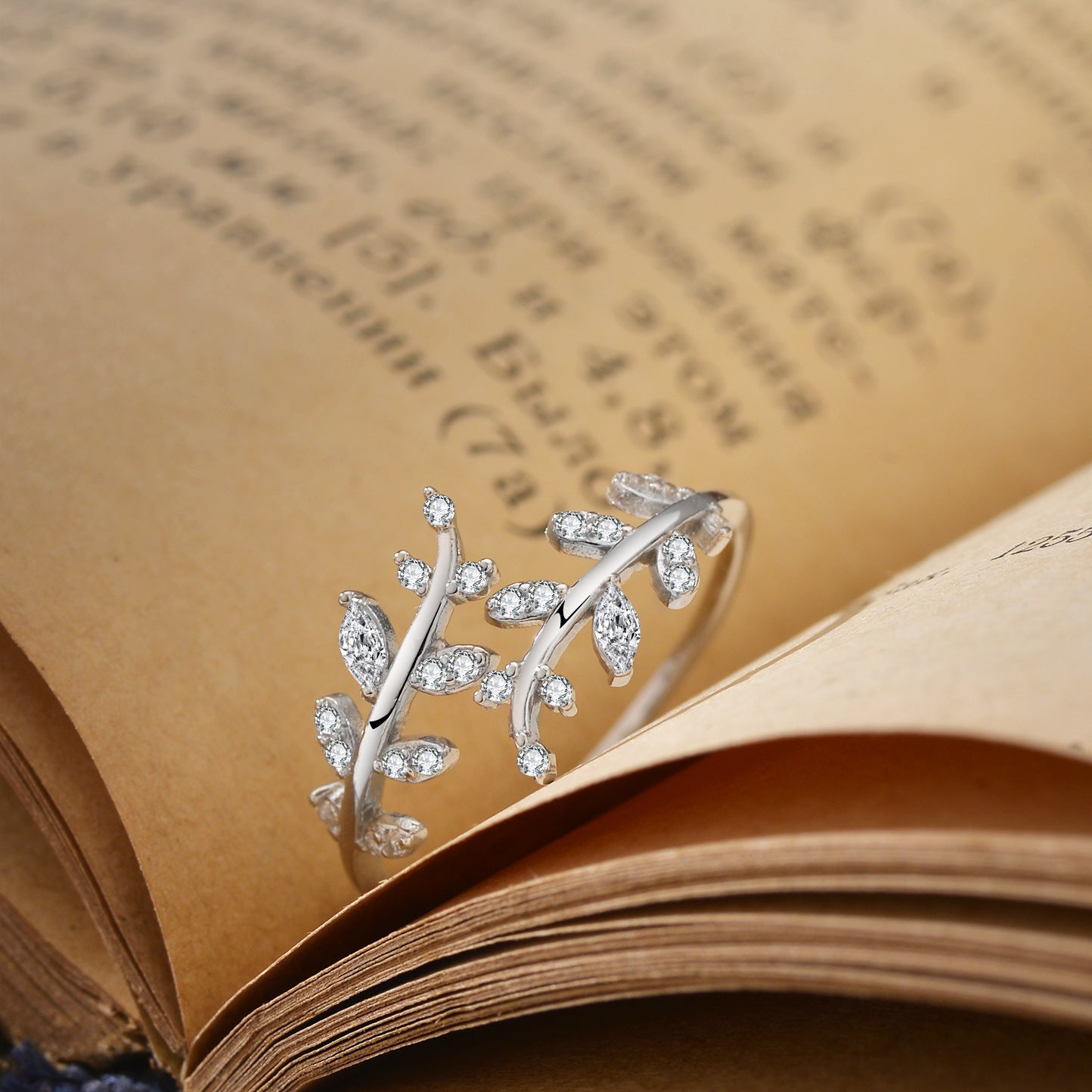Wholesale S925 Sterling Silver Leaf Open Ring