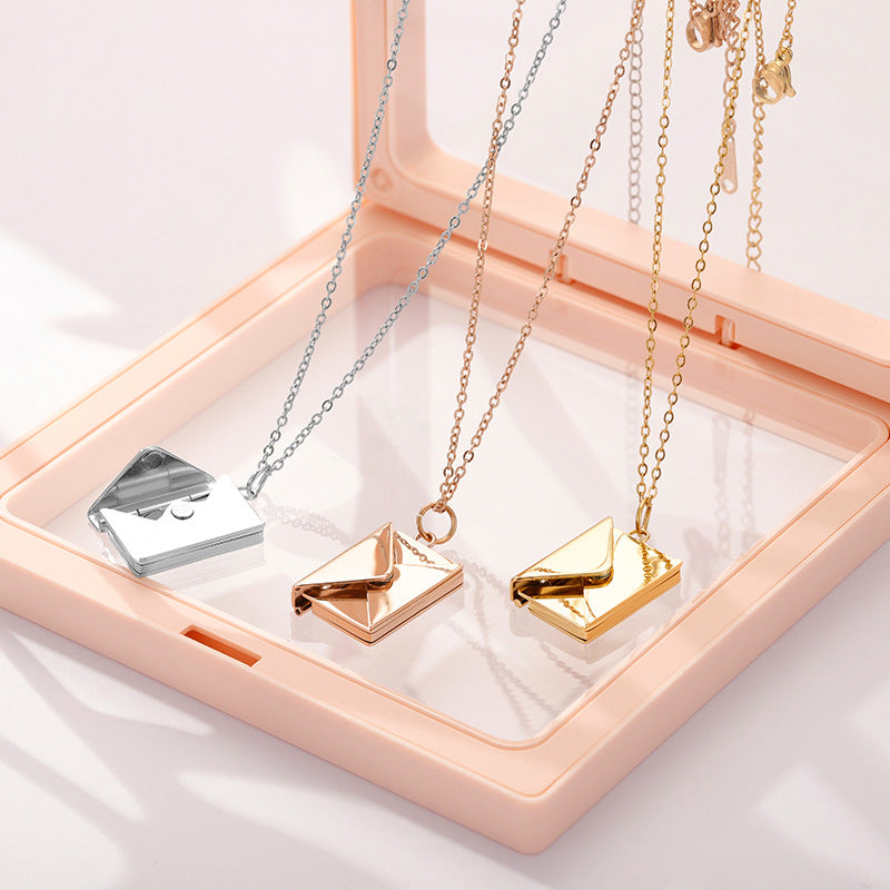 Wholesale Flip Envelope Pendant Stainless Steel Necklace Couple Necklace ACC-NE-JinYuan001