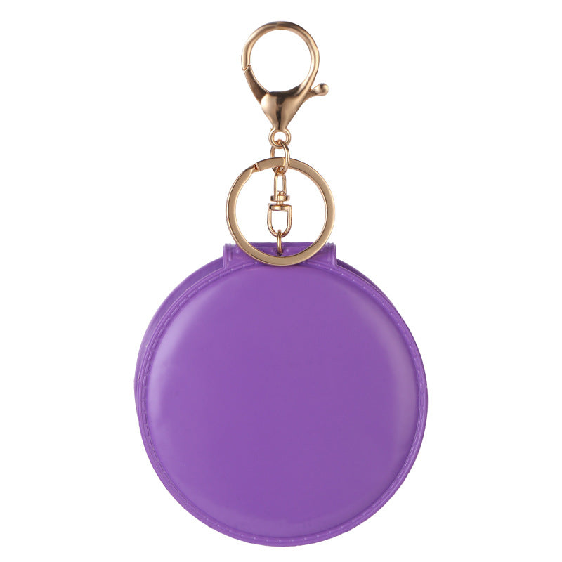 Wholesale Trendy PVC Folding Keychain Mirror Portable Round Makeup Mirror Compact Key Ring Gift Boutique Resale