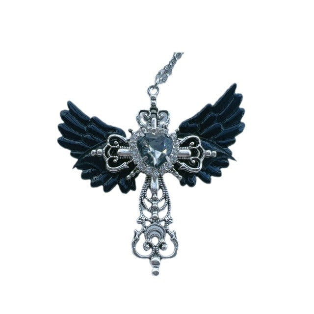 Wholesale Gothic Angel Cross Sweater Necklace