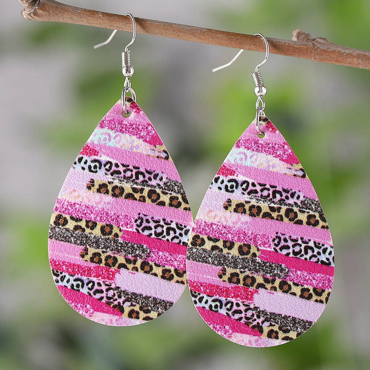 Wholesale Leaves Flowers Leopard Feather Earrings