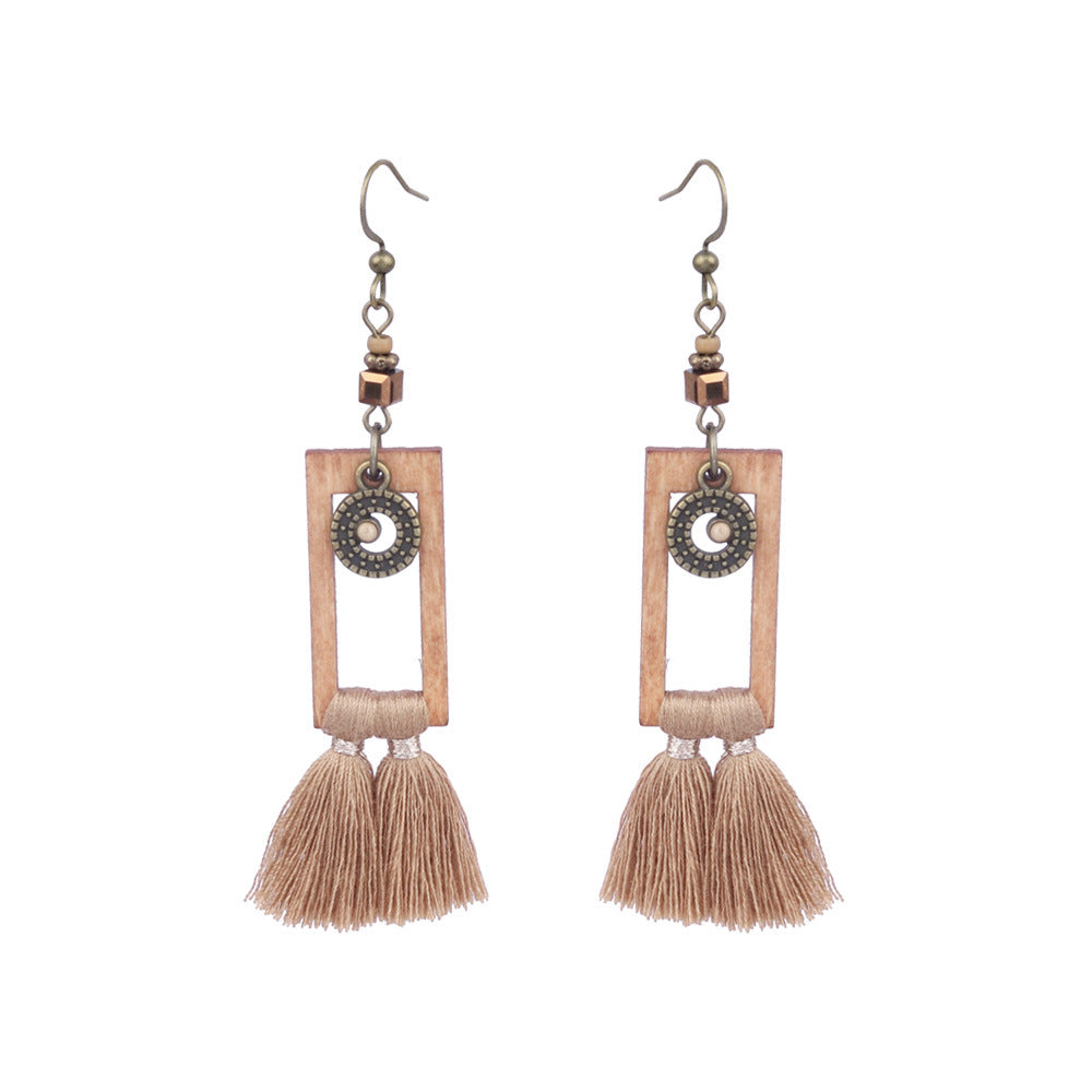 Wholesale Retro Ethnic Tassel Earrings Alloy Electroplated Geometric Round,  Women' s Fashion Accessory for Boutique Resale