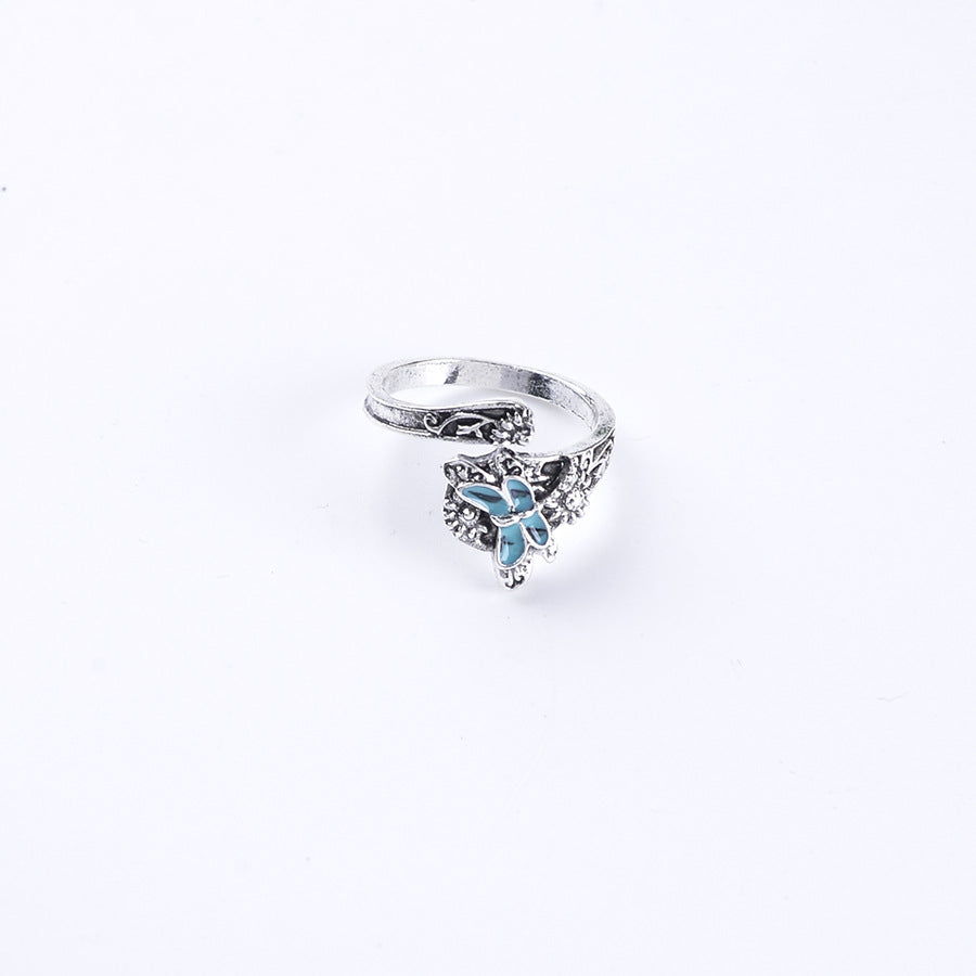 Wholesale Antique Silver Dragonfly Ring Adjustable Zinc Alloy Unisex Fashion Jewelry Accessory