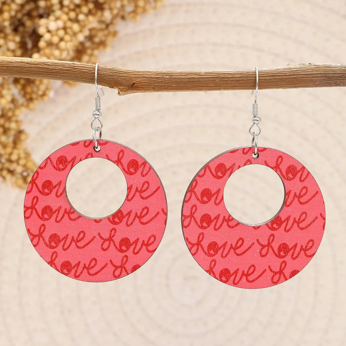 Wholesale Valentine's Day Heart Bow Round Acrylic Wooden Earrings