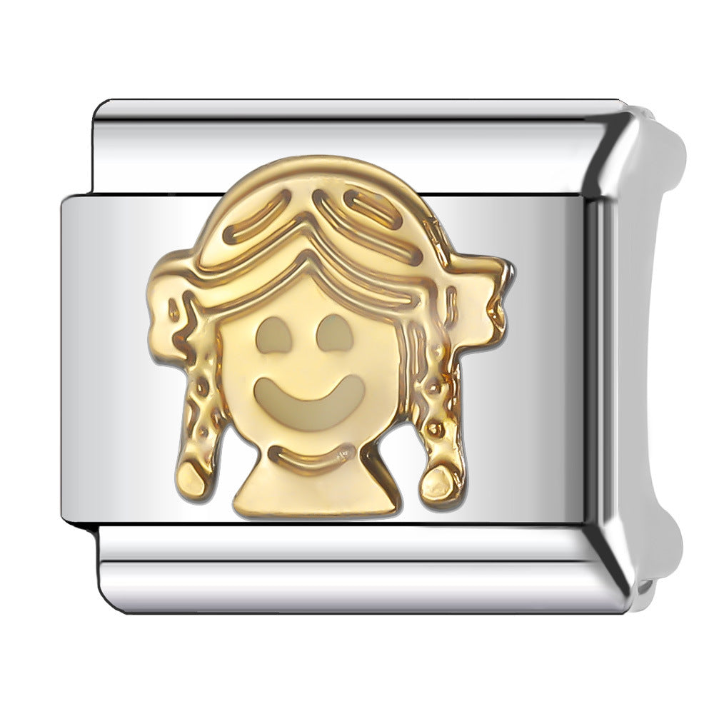 Wholesale Italian Charm Bracelet 9mm DIY Splicing Creative Pattern Stainless Steel Composable Bracelet