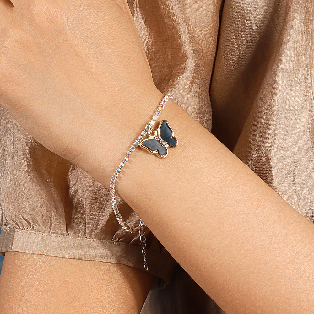 Wholesale  shiny rhinestone chain animal butterfly  bracelet