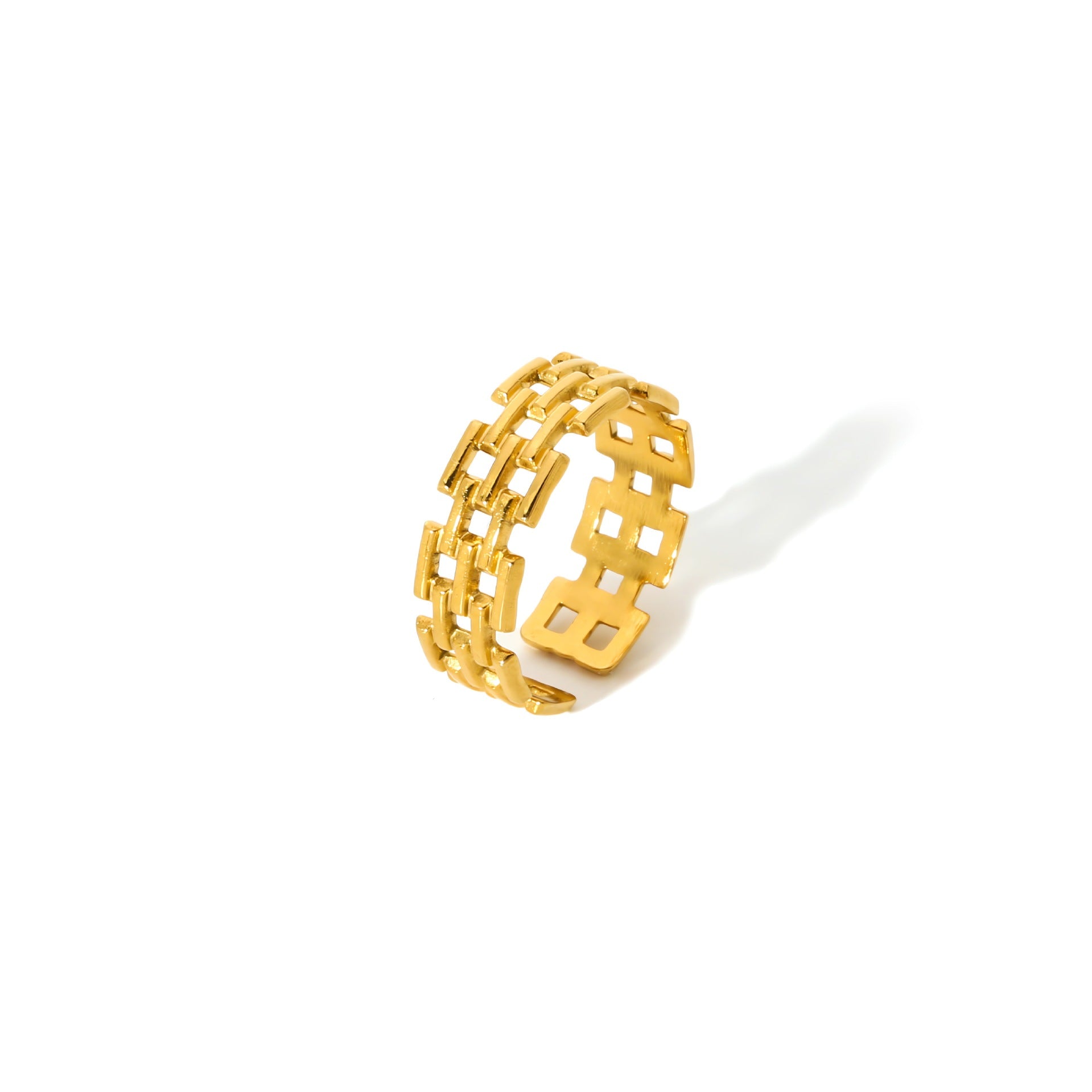 Wholesale Light Luxury 18K Gold Stainless Steel Hollow Rings ACC-RS-LiQuan004