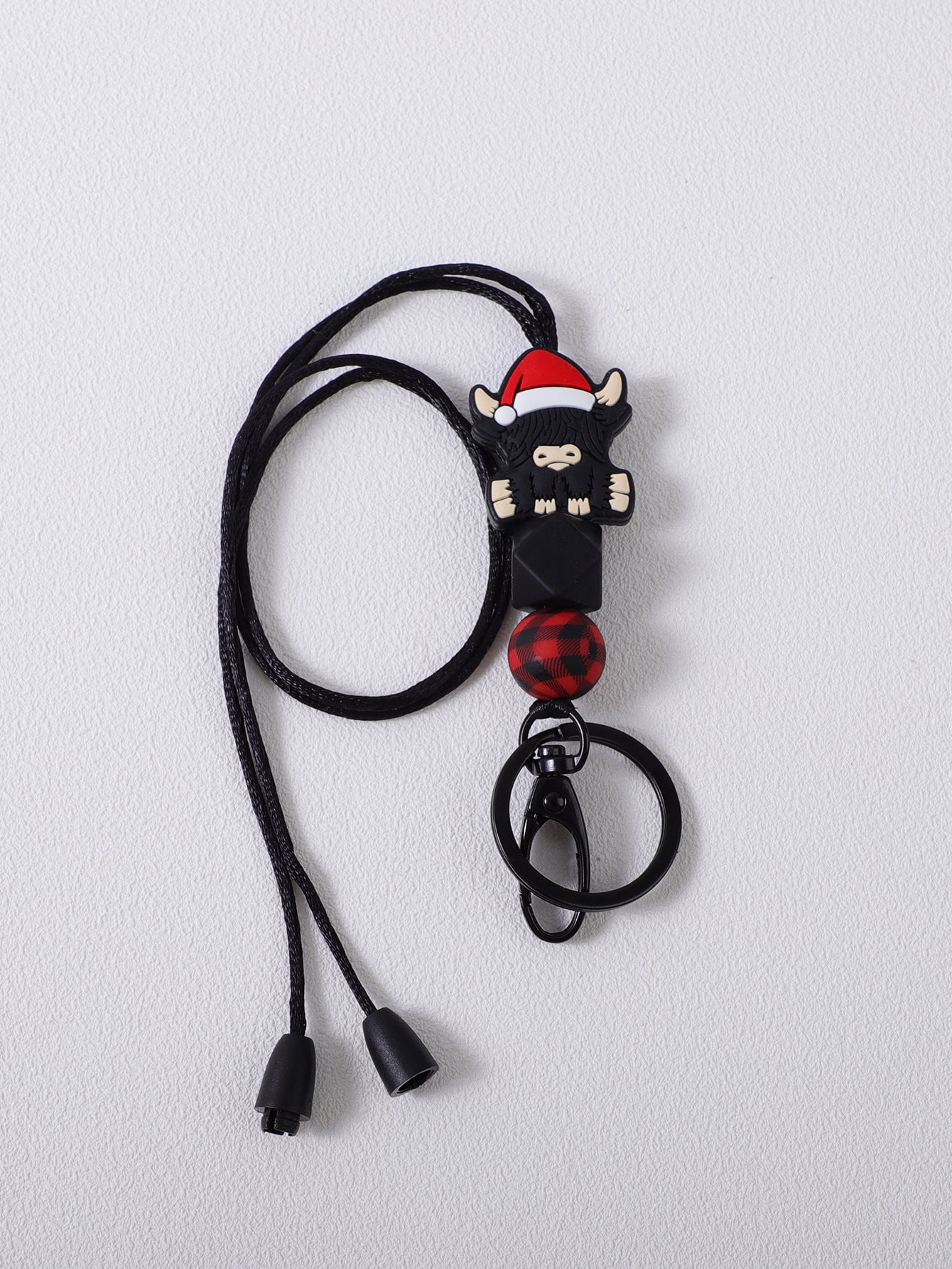 Wholesale Christmas Black Yak Red and Black Plaid Beaded Keychain ACC-KC-JiuYa017