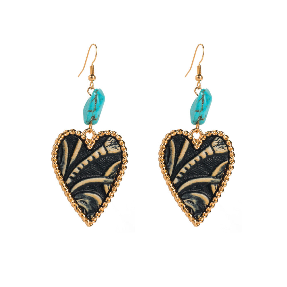Wholesale Turquoise Western style Alloy  Heart Earrings