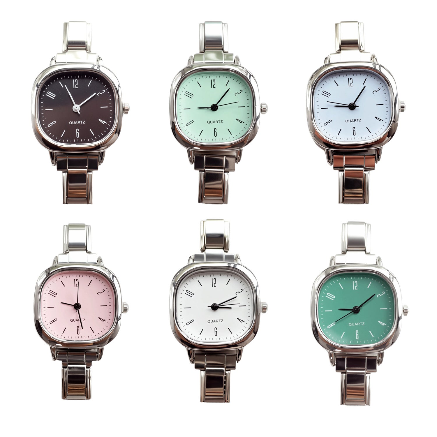 Wholesale Modular bracelet watch quartz watch wholesale silver colorful small square versatile DIY watch strap