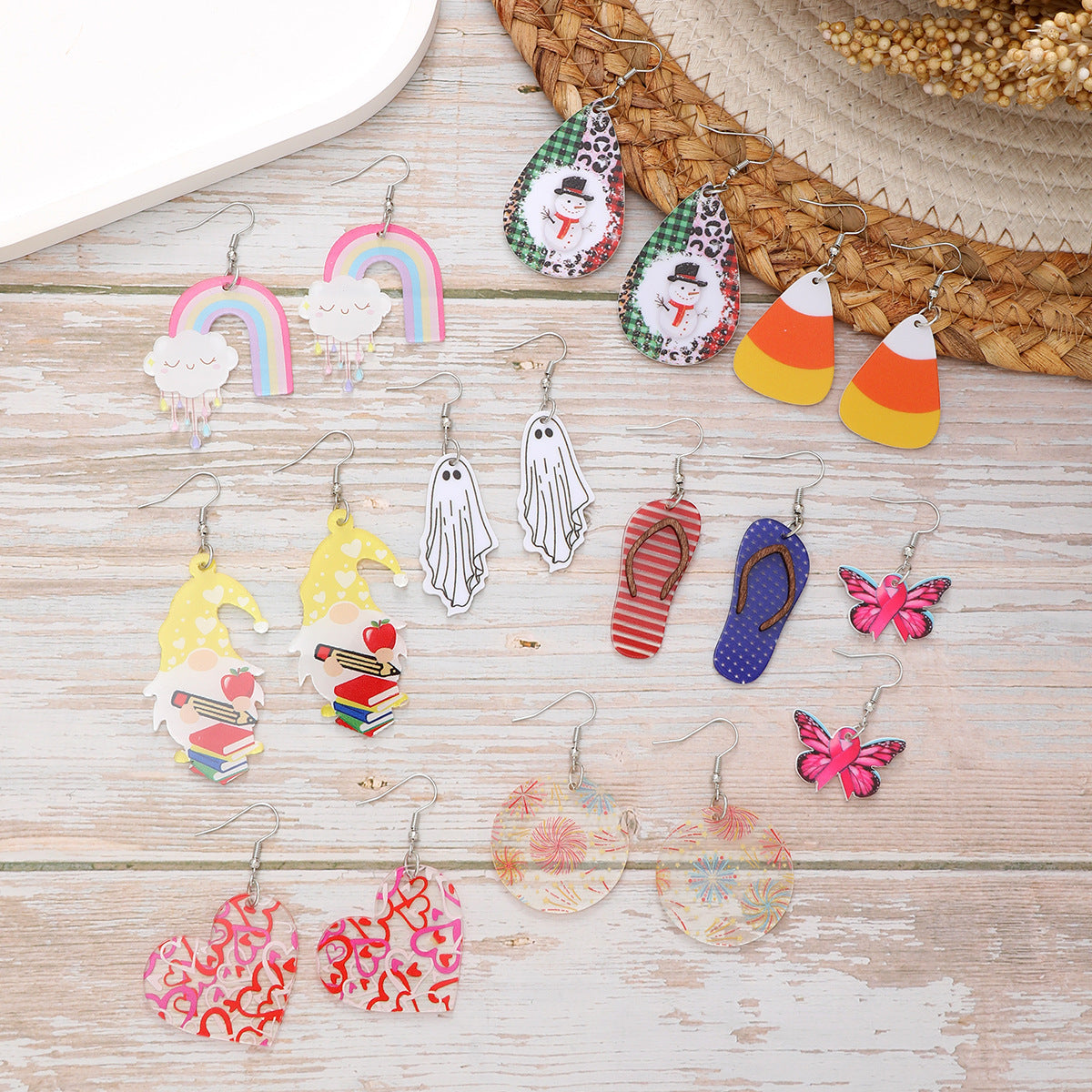 Wholesale Acrylic Christmas Valentine's Day New Year Independence Day Earrings suit