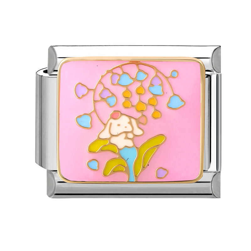 Wholesale 9mm Italian Charm Starter Bracelets DIY square Single Section Creative Stainless Steel Composable Bracelet