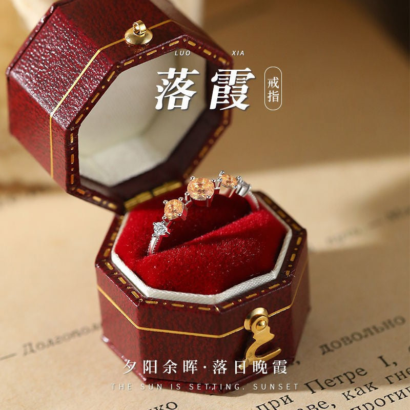 Wholesale Orange Garnet Ring Vintage Adjustable Rings ACC-RS-ZuoYou001