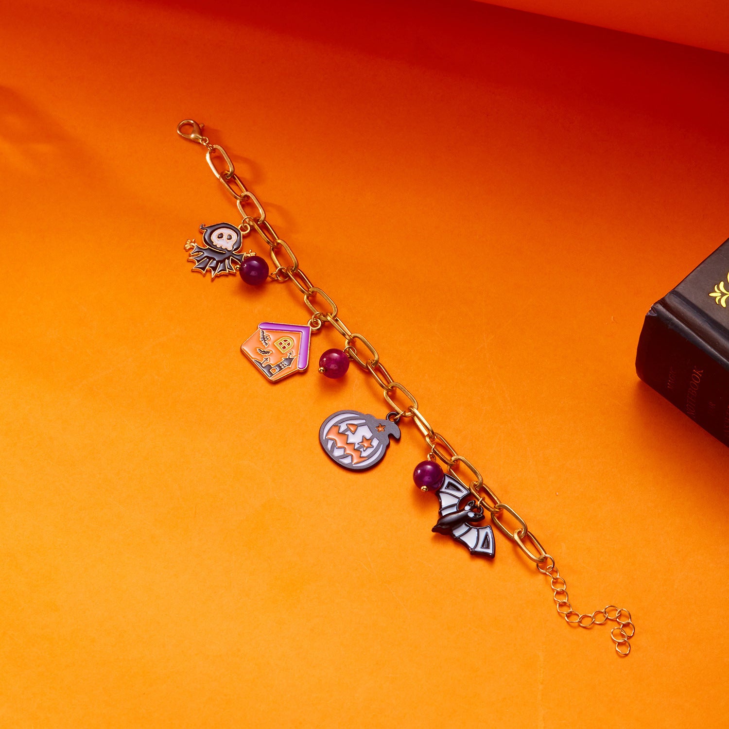 Wholesale Halloween Pumpkin House Bat Ghost Pendant Bracelet