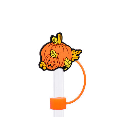 Wholesale Random 100pcs Halloween 10MM PVC Straw Tube Cap ACC-SCR-YiQu002