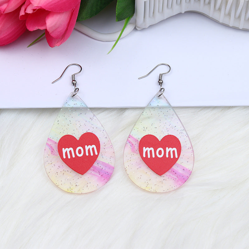 Wholesale Mother's Day Gift MOM Acrylic Printed Earrings ACC-ES-DA005