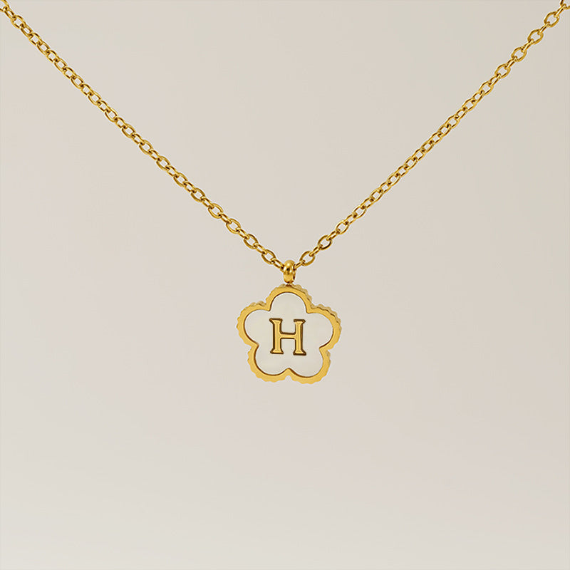 Wholesale Stainless Steel Letter Flower Necklace