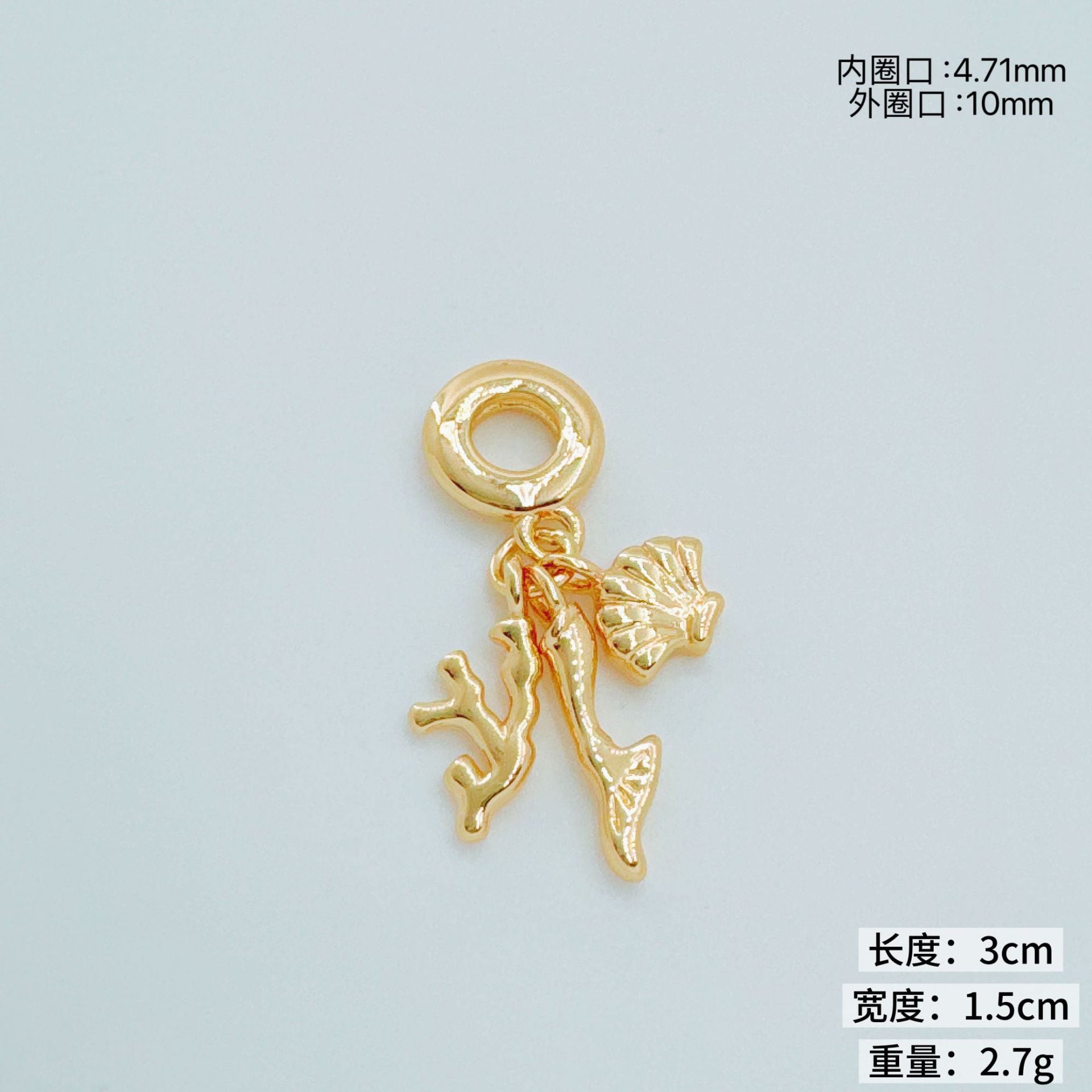 Wholesale Gold Plated Copper Ocean Themed Large Hole Pendant Bead Bracelet Everyday Jewelry Accessory