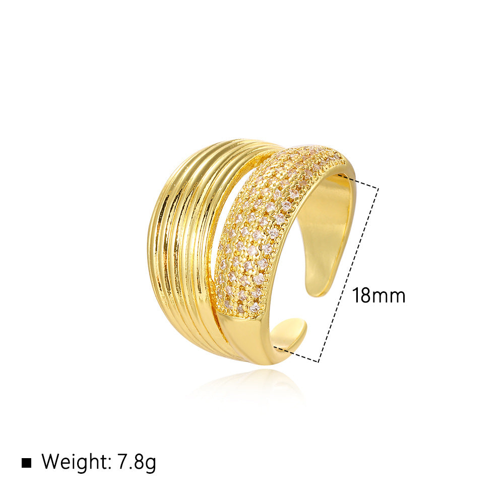 Wholesale Copper plated 18k gold double layer open ring