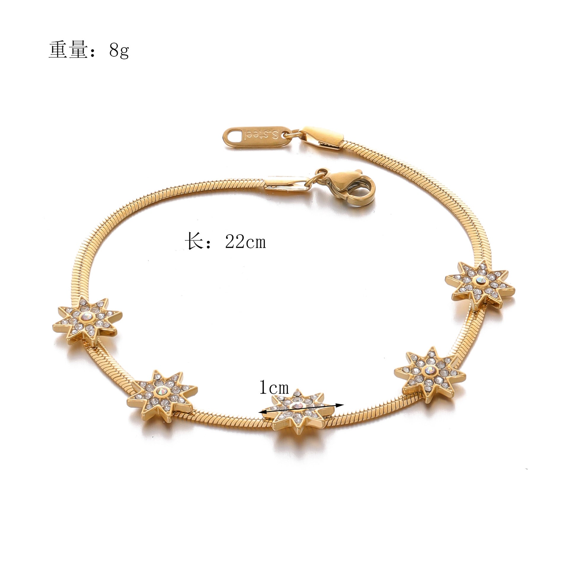 Wholesale stainless steel octagonal star diamond  bracelet