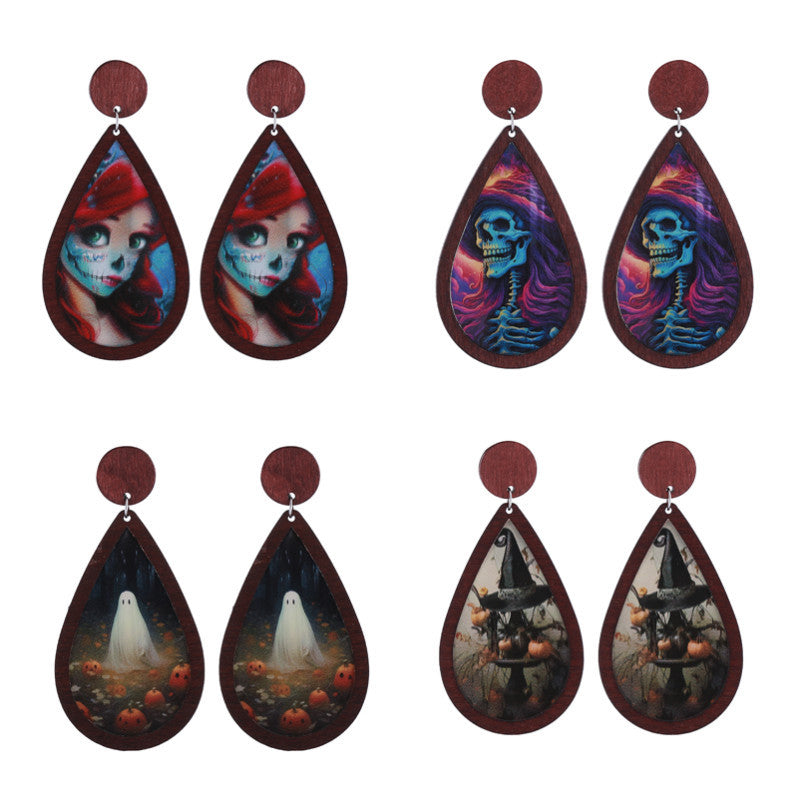 Wholesale  Horror  Acrylic Double-sided Halloween Earrings