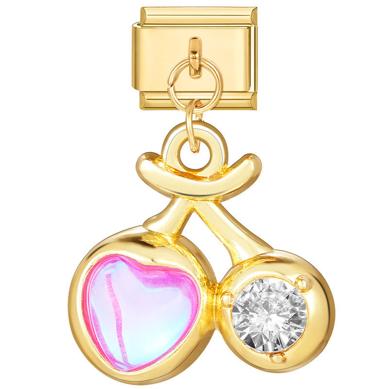 Wholesale Italian Charm Bracelet 9mm DIY Splicing Gold Heart Pendant Stainless Steel Composable Bracelet