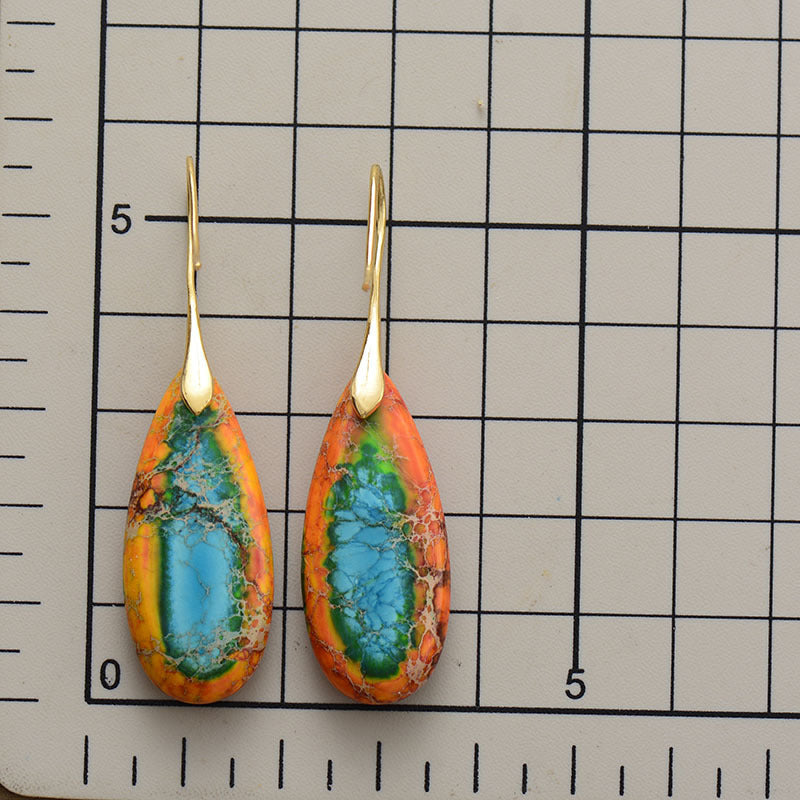 Wholesale Bohemian Imperial Stone Natural Stone Water Drop Earrings ACC-ES-LZ006