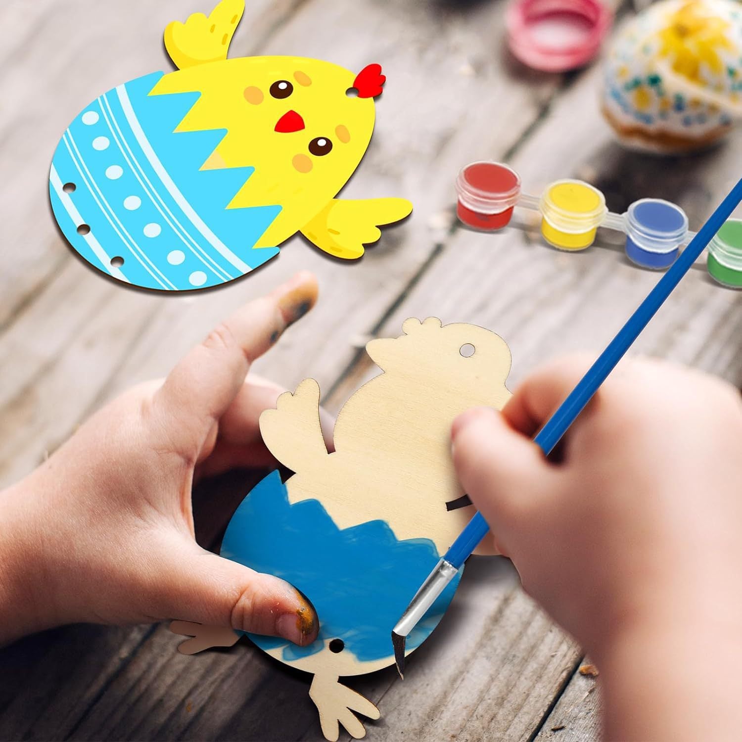 Wholesale wooden chick wind chime suit DIY wooden Easter suit