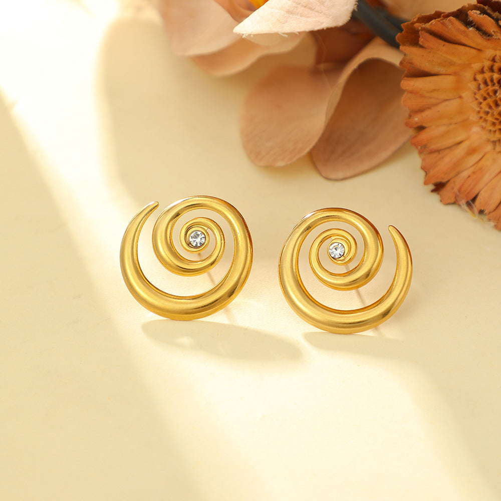 Wholesale Ocean Conch Rhinestone Pearl Earrings Stainless Steel Statement Ear Studs Fashion Accessory