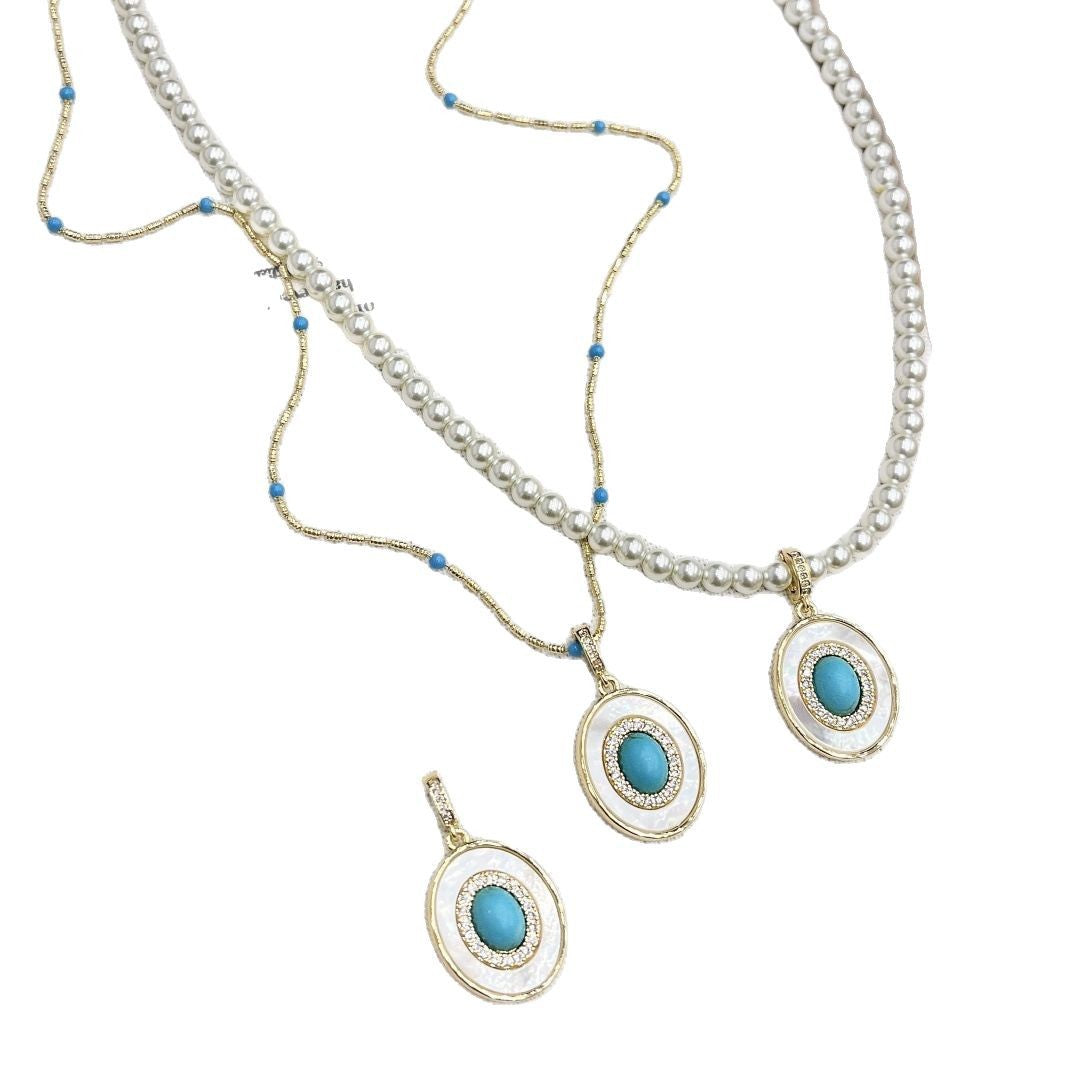 Wholesale  Luxury Shell Turquoise Pearl Pendant Necklace