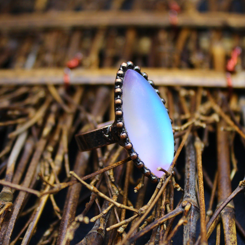 Wholesale personality raw ore agate ring  black tourmaline open ring